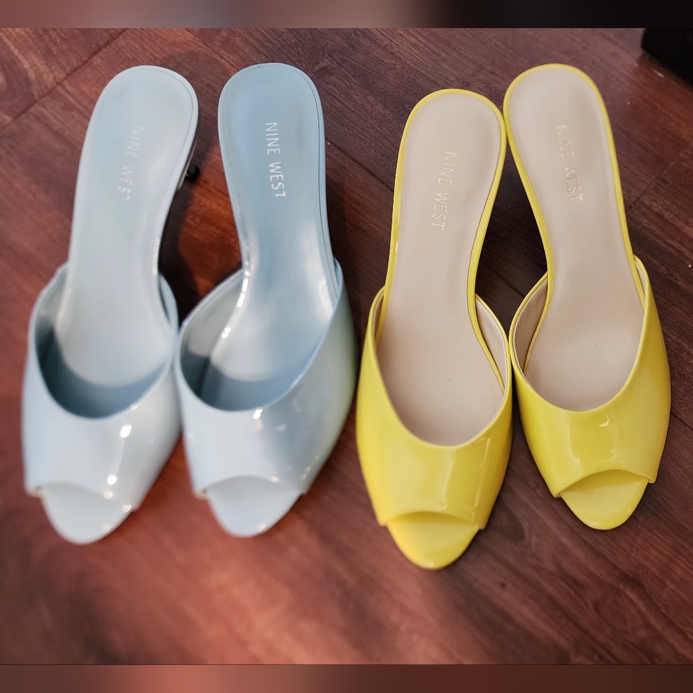 Patent Leather Yellow Sexy Kitten Heel Mules